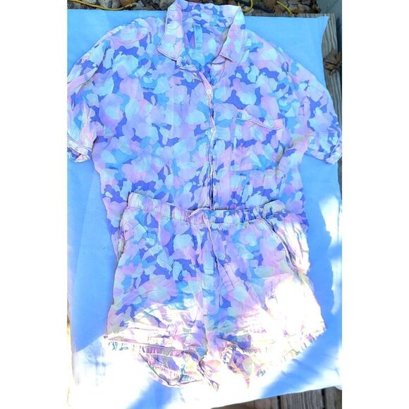 Stars Above Lyocell Lightweight Pastel Print 2 Pc. Pajama Set Shorts S Top XL - Picture 1 of 3